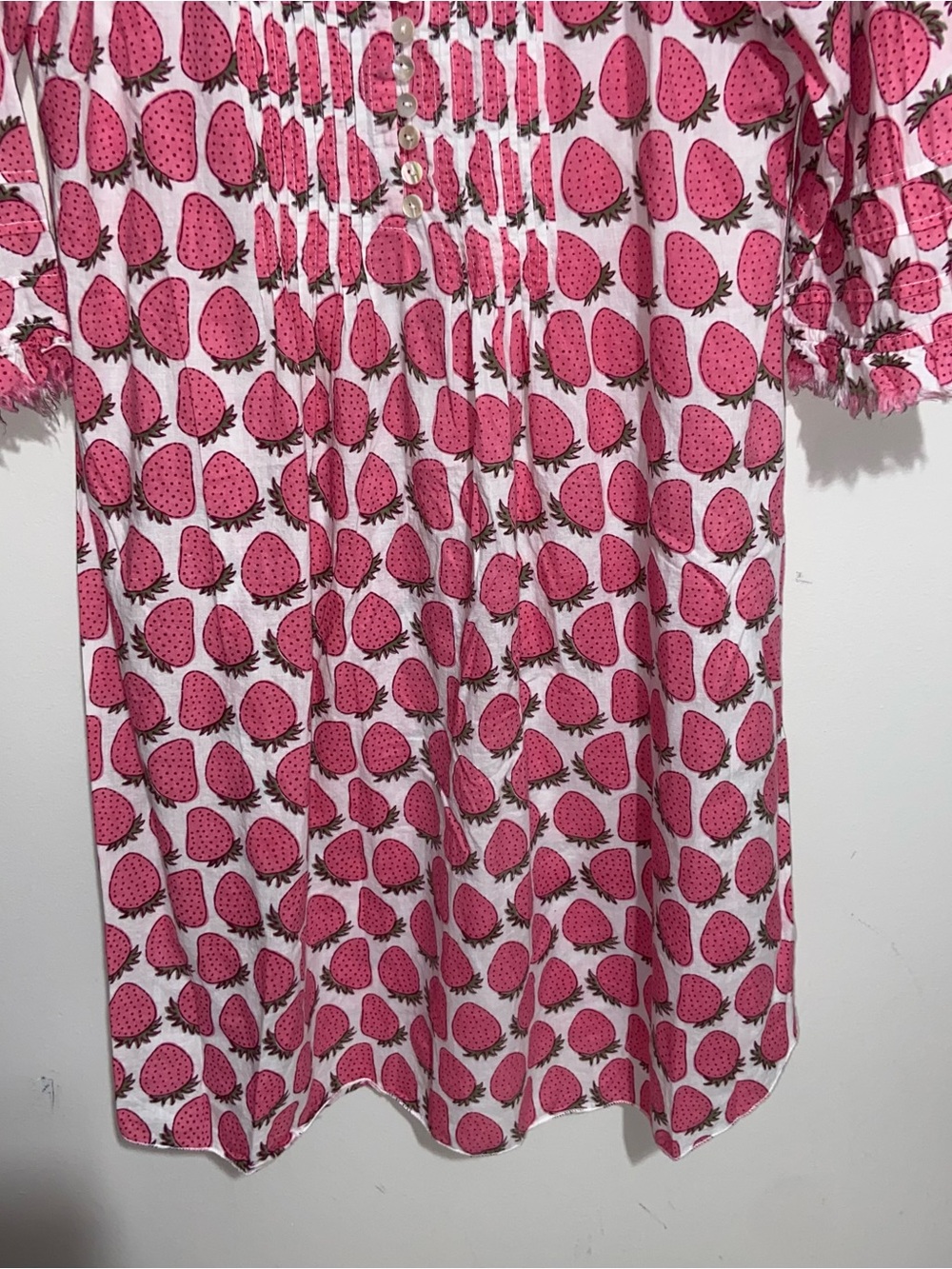 At Last… Dress Womens Size 10 Annabel Strawberry Print Tunic Cottagecore Boho - Picture 4 of 11